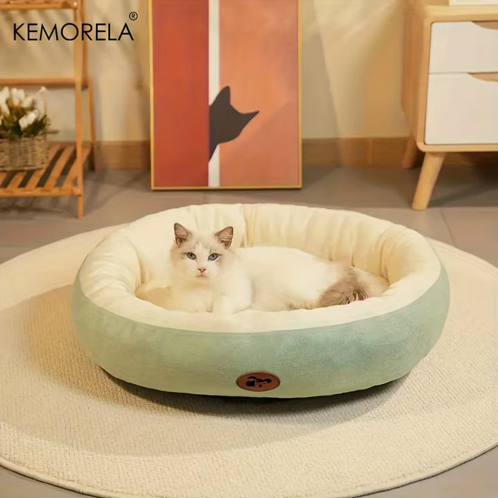 All Seasons Plush Oval Pet Bed for Dogs and Cats, Thickened Washable