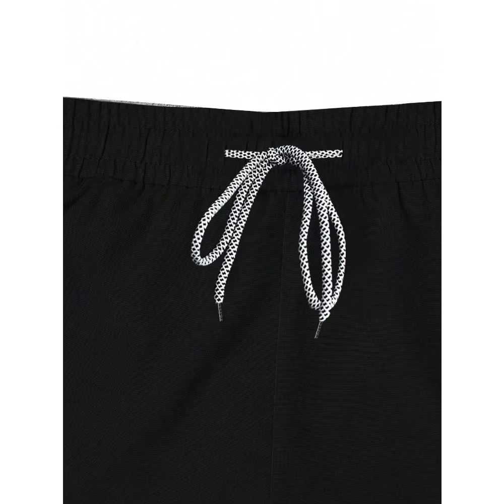 Men's Cross Print Drawstring  Double Layer Shorts 