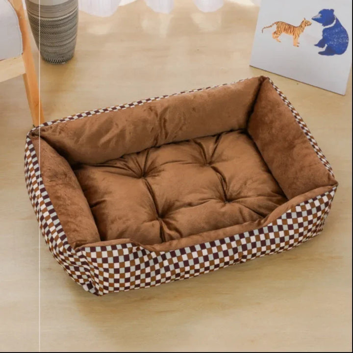 New Stylish Bed for Dog Cat Pet Square Plush Kennel Medium Small Dog Sofa Bed Cushion Pet Calming Dog Bed House Pet Supplies Accessories