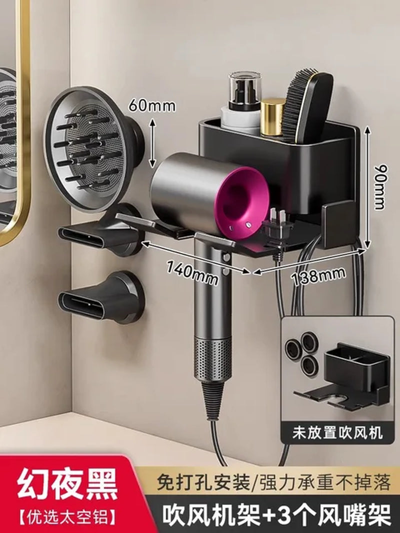 Luxury New Hair Dryer Holder Wall Dryer Cradle Straightener Stand Hairdryer Organizer Storage Box Toilet Blower Holder Bathroom Shelves