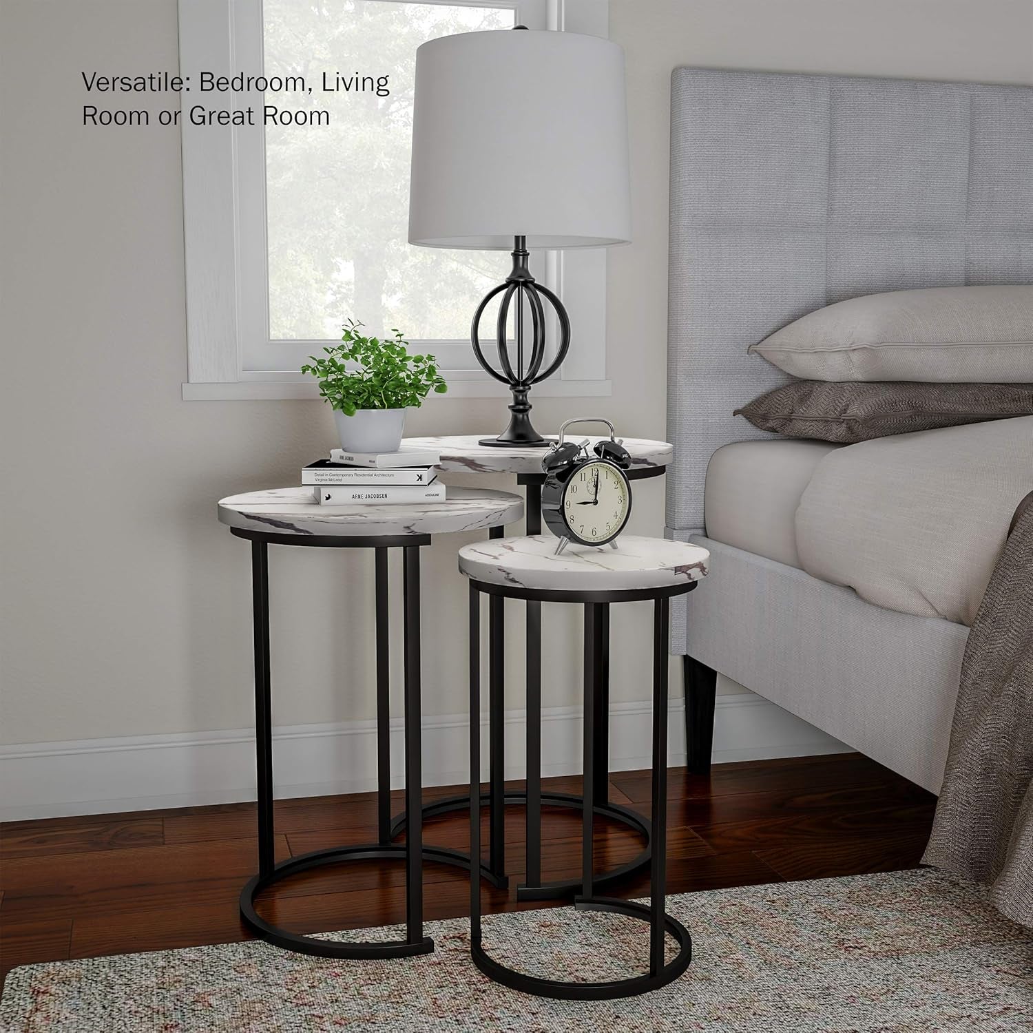 Modern - Marble Set of 3 round Side Tables for Living Room/Office