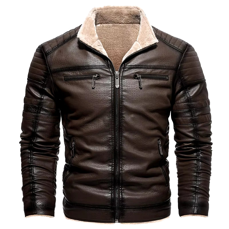 Suede Leather Jackets Men Winter Motorcycle Jackets Punk Style Streetwear Fur Lined Thick Warm Coats