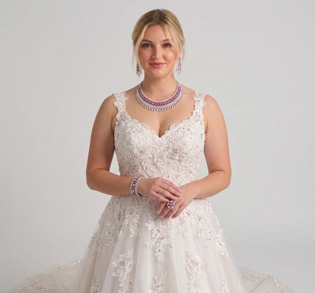 Luxury Double Layer Cubic Zircon Bridal Necklace Set