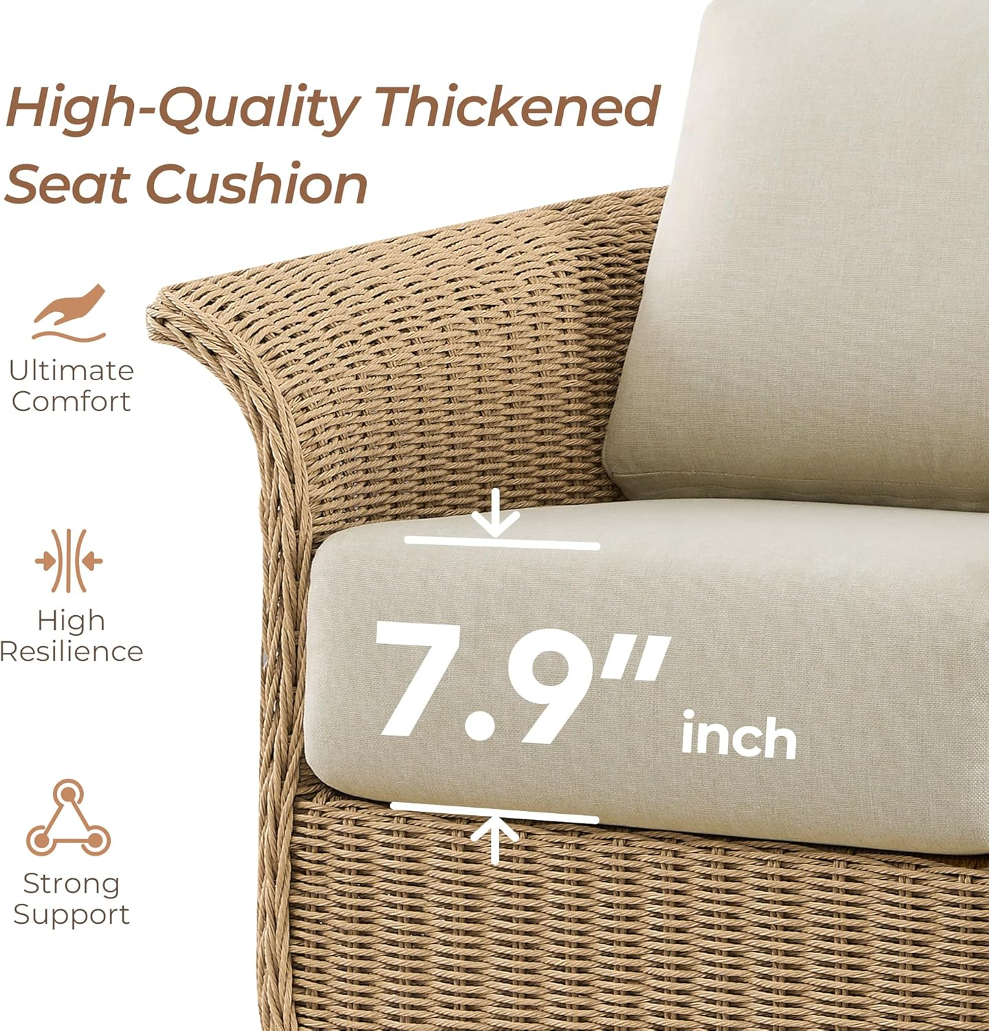 Modern Home 3-Piece Wicker Patio Bistro Set – Swivel Chairs with Cushions & Side Table