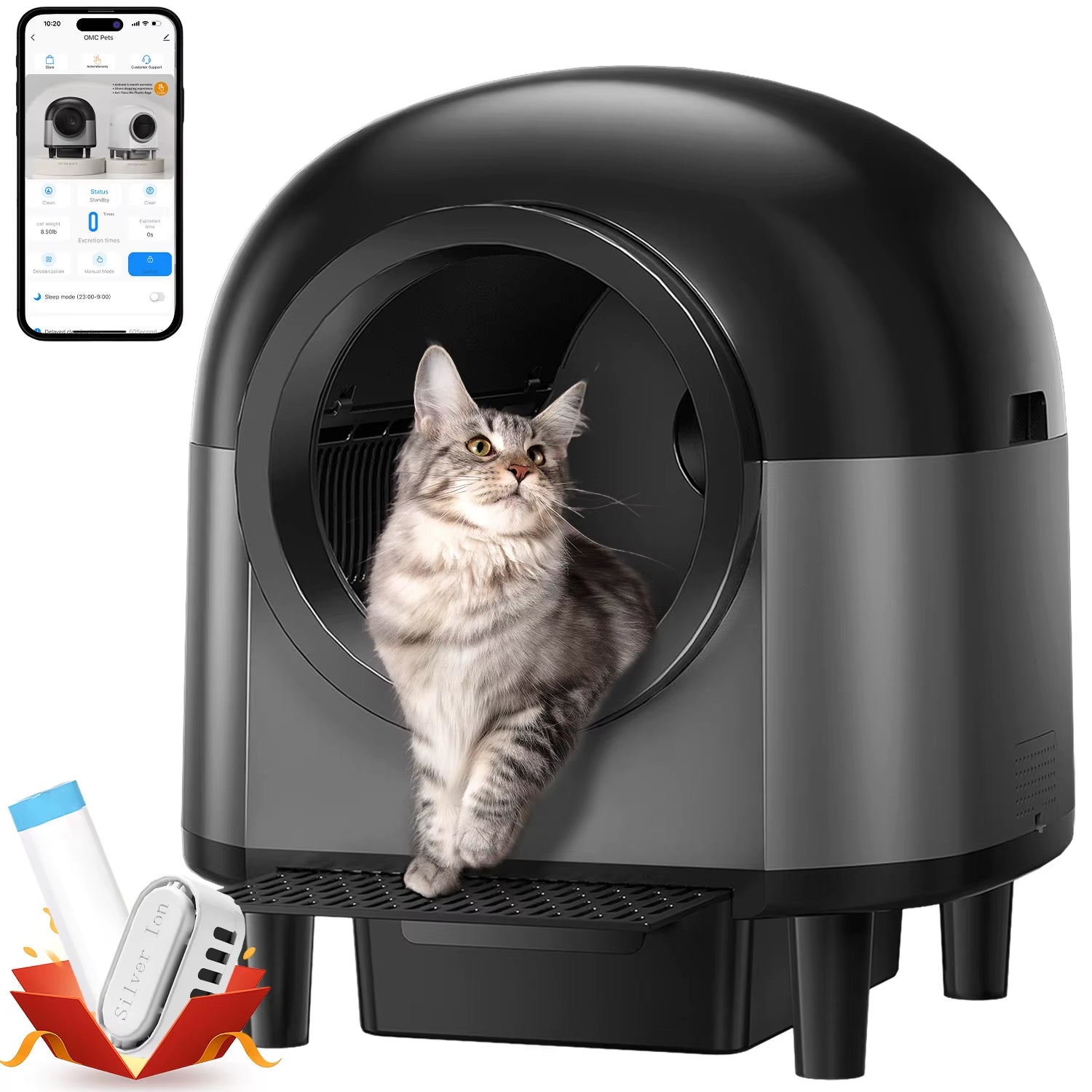 Smart Self Cleaning Automatic Cat Litter Box,110L Large Space