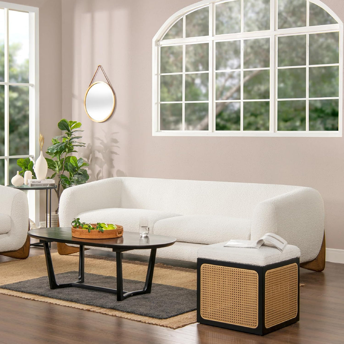 Modern Sofas Couches - Upholstered Luxury Sofa with Low Back and Curved Design 3 Seater 