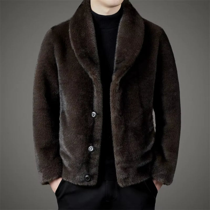 Premium Men's Fashion Autumn Winter Men  Fur Jackets Men'S Thick Warm Solid Outerwear