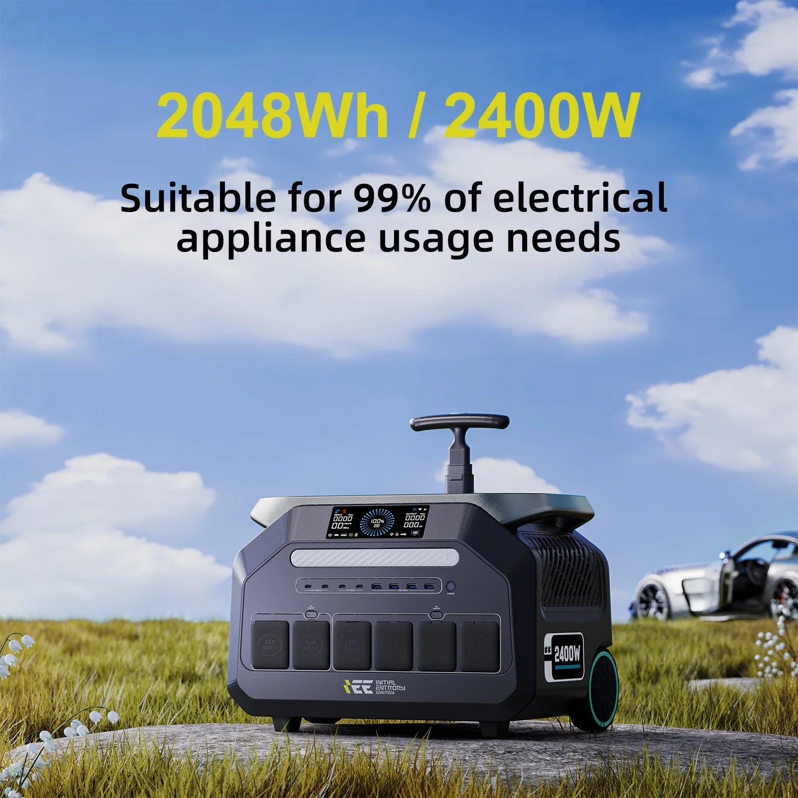 New IEE Solar Generator, 2048Wh/2400W Lifepo4 Power Station App enabled 