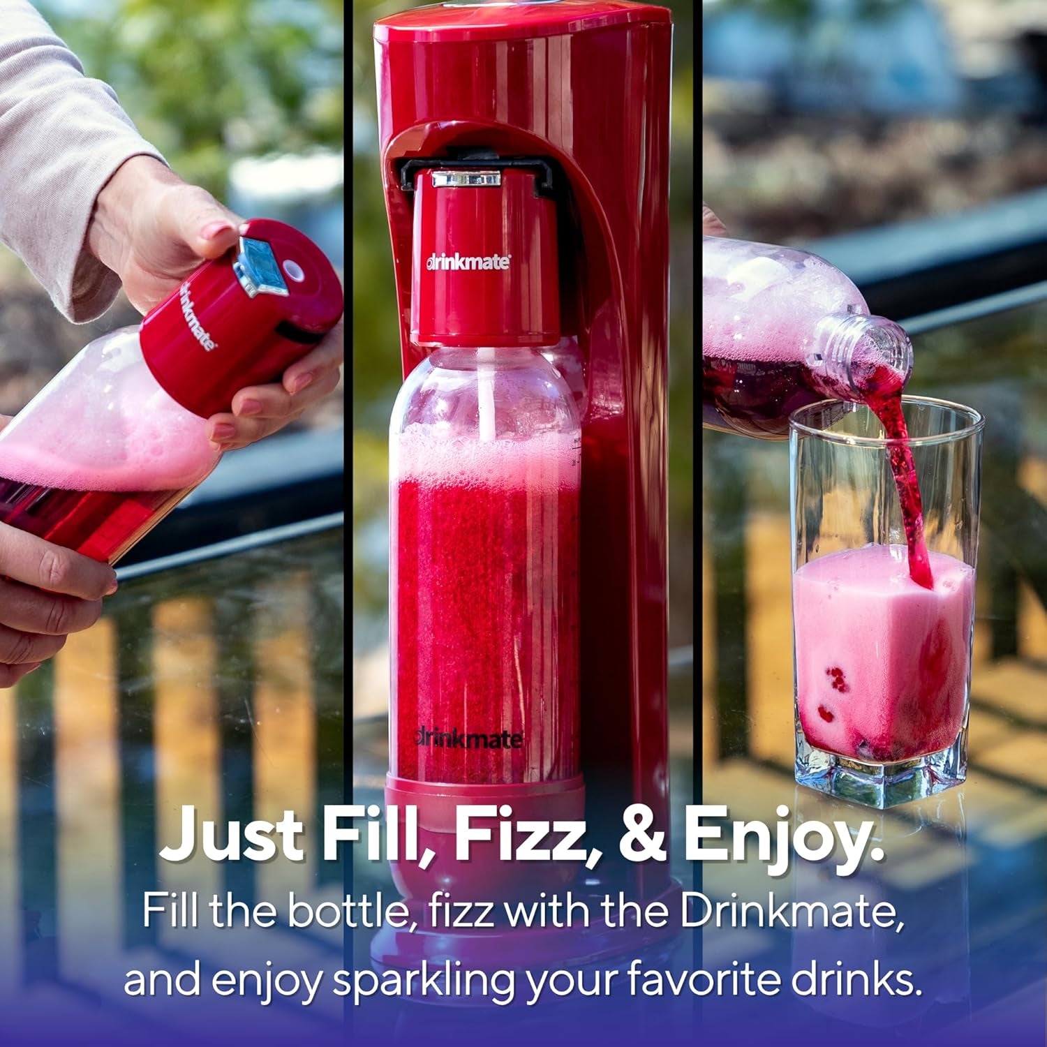 Omnifizz Sparkling Water Maker & Soda Streaming Machine | Carbonates Any Drink | ULTIMATE BUNDLE | Includes Three 60L CO2 Cartridges + Two Bpa-Free Bottles (Matte Black)