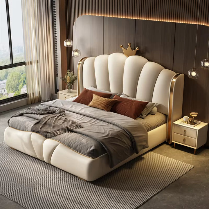 Luxury Upholstered Leather Home Hotel Luxe Bed 