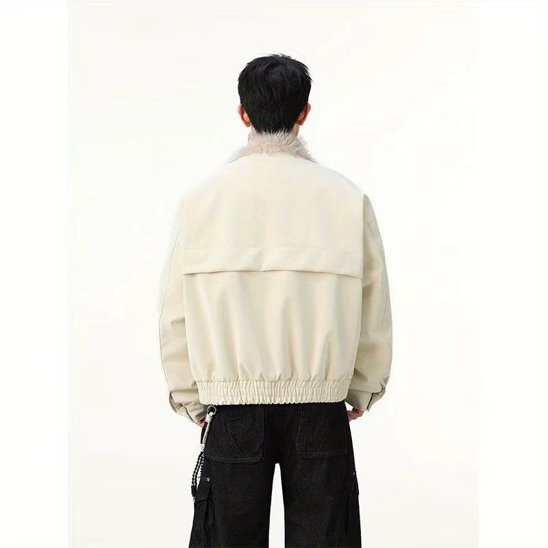 Mens Leather Streetwear Stylish Fur Jacket