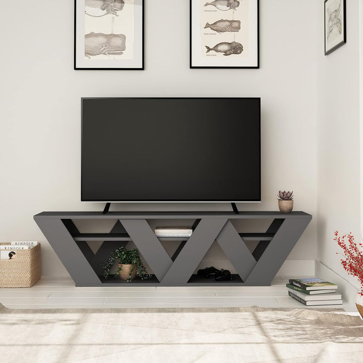 Modern TV Stand for up to 55-Inch Tvs, Tv Stand Media Unit, Tv Console, 2 Tiers Unit Component for Storage Shelf for Living Room, Bedroom Etc. with Multi Colour Option (Anthracite)