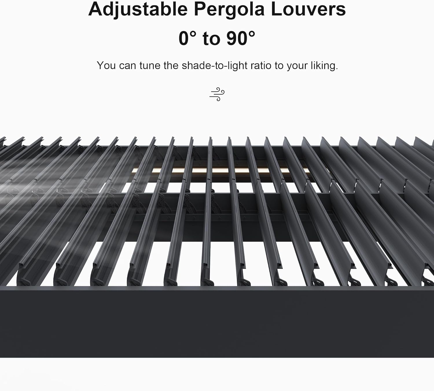 LED Louvered Pergola Adjustable Roof Integrated Strip Lights Gazebo