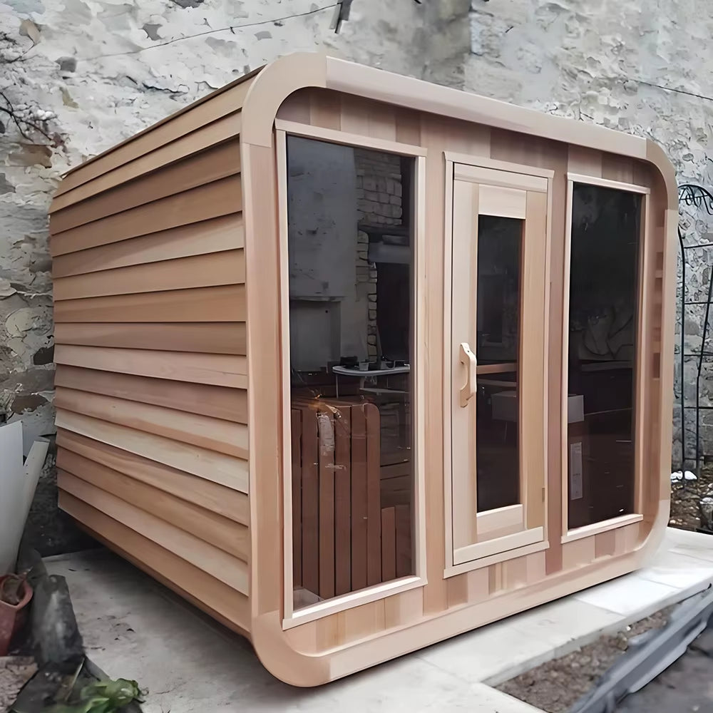Modern Design Wet Steam Indoor/Outdoor Hemlock Sauna Lodge