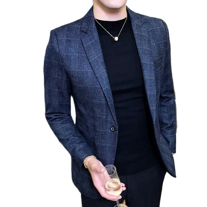 New Vintage Plaid British Stylish Mens Regular Blazer Jacket