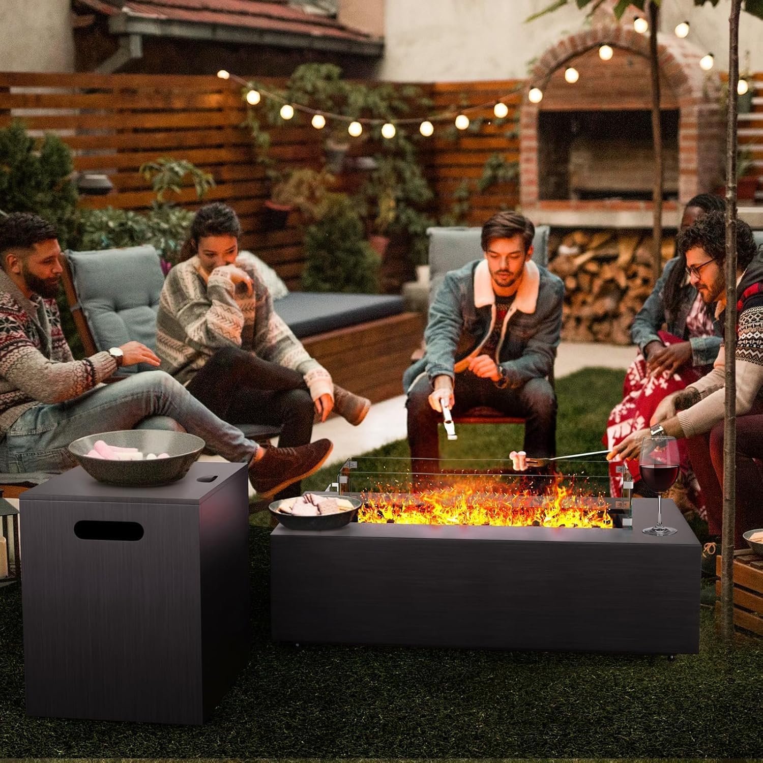 Modern 42-Inch Fire Pit Table – Propane Gas Fire Pit (50,000 BTU)