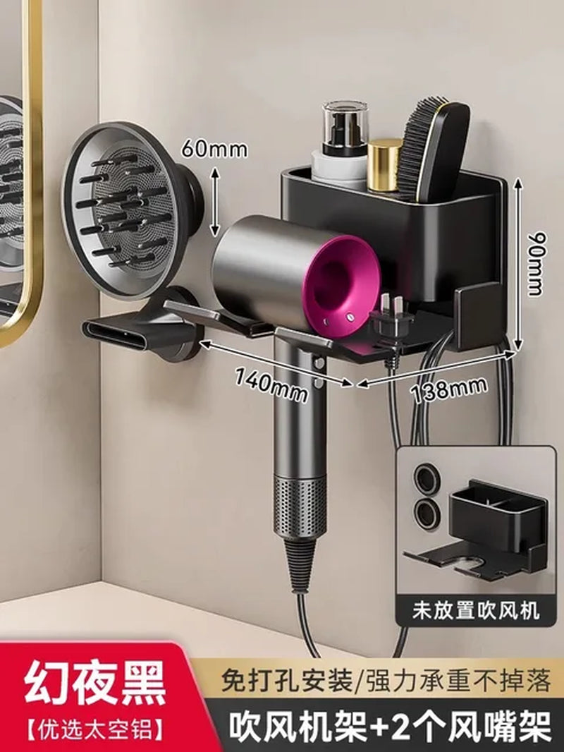 Luxury New Hair Dryer Holder Wall Dryer Cradle Straightener Stand Hairdryer Organizer Storage Box Toilet Blower Holder Bathroom Shelves