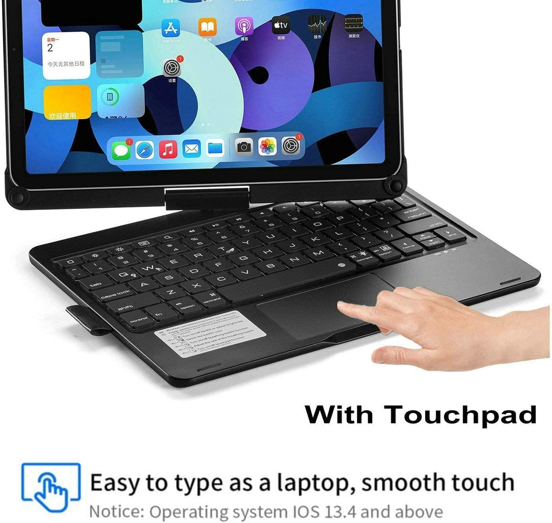 Touchpad Keyboard Case for Ipad Pro 12.9 2022 6Th Generation/2021 5Th Gen/2020 4Th Gen Backlit Trackpad Keyboard Folio Smart 360° Rotatable Stand Cover with Pencil Holder(Black)