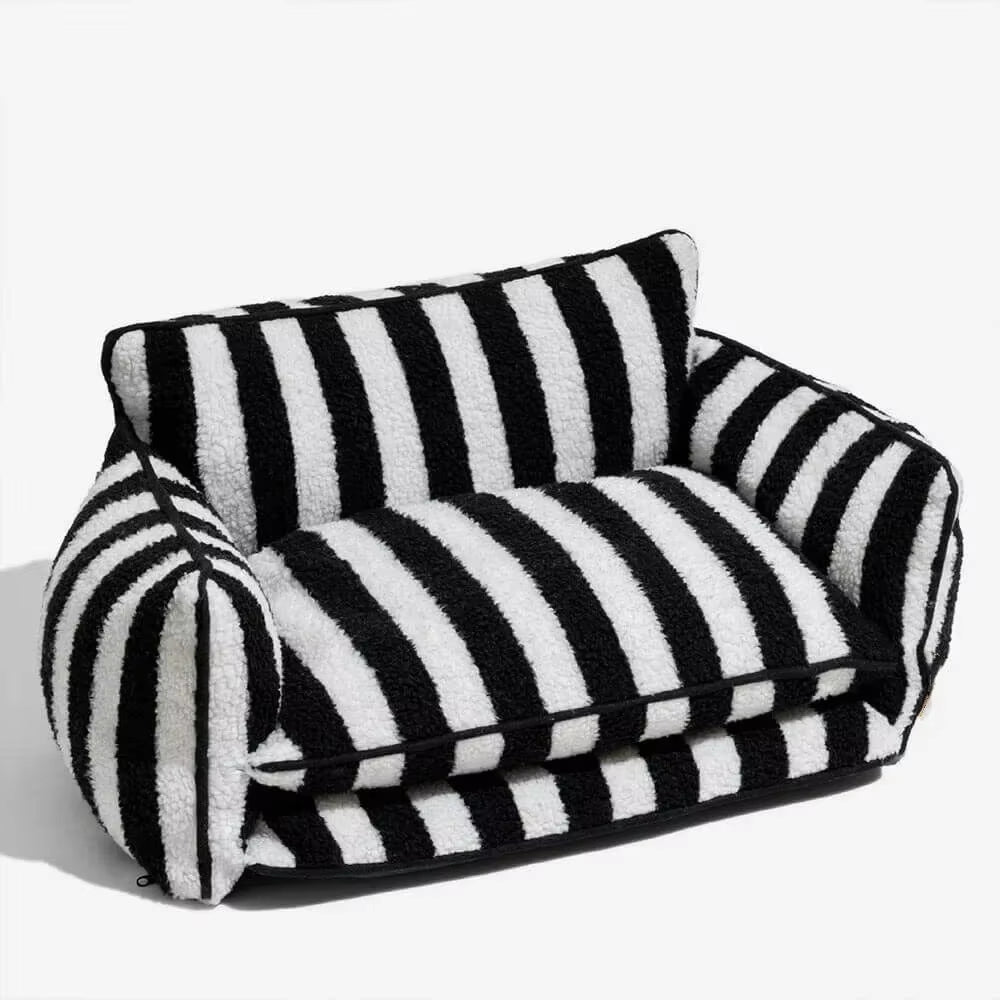 Modern luxe Pet Soft Sofa Striped Washable for Small Dogs & Cats