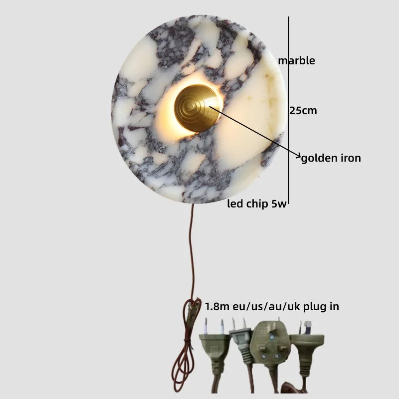 Marble Glass LED Wall Sconces Lights Indoor Bedroom Lamps 