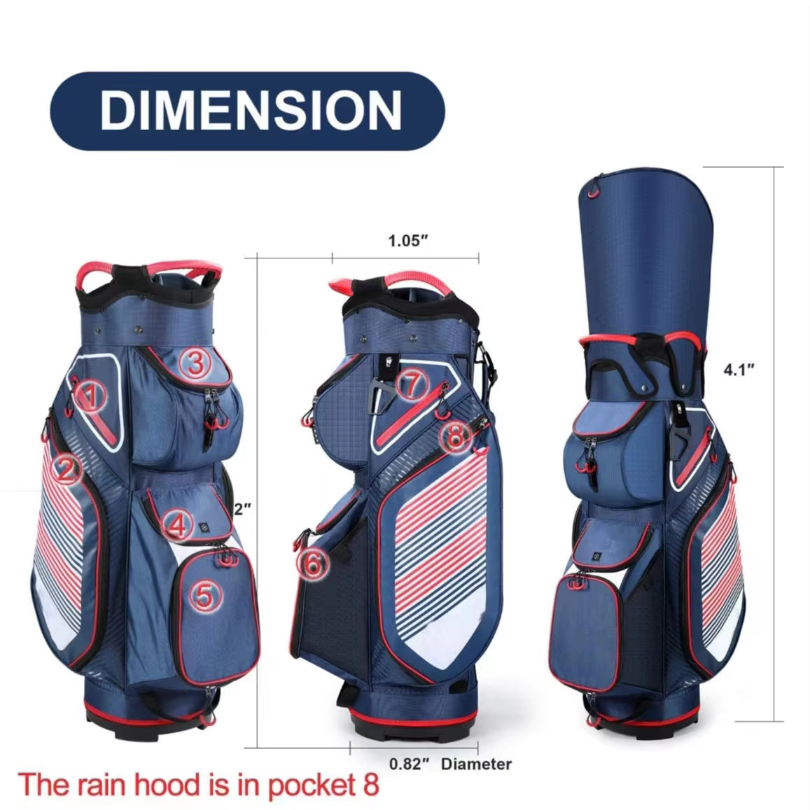 Modern Waterproof Golf Cart Bag with Full 14-Way Dividers, Golf Club Organizer