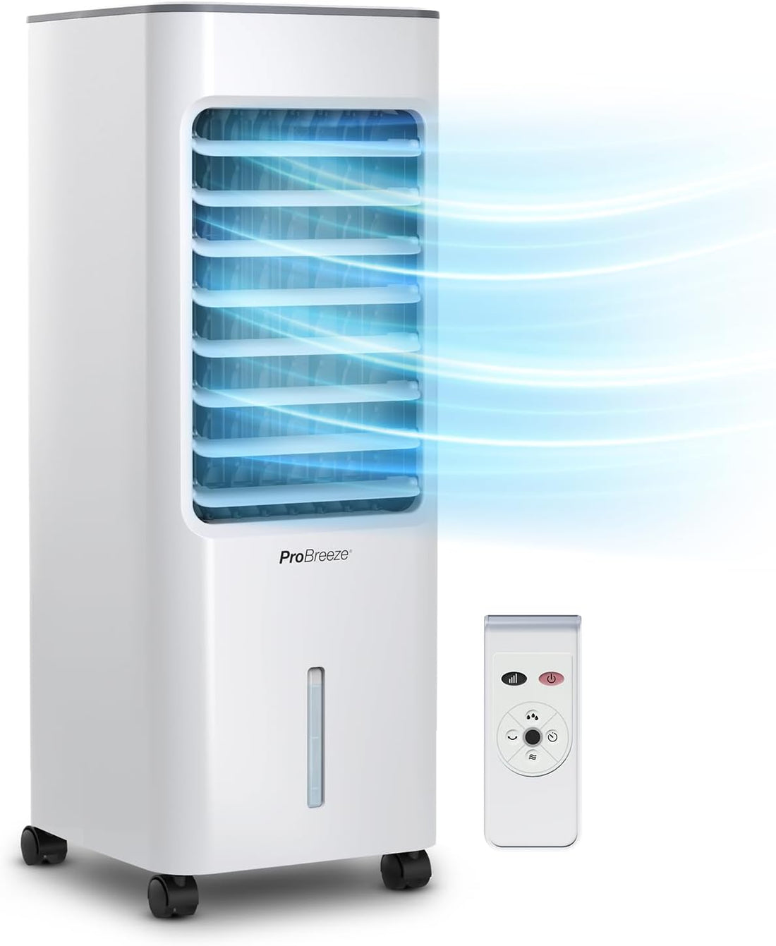 4-In-1 Air Cooler with 10 Litre Capacity, Remote Control, 3 Fan Speeds & LED Display. Powerful Evaporative Air Cooler with Built-In 7.5 Hour Timer & Automatic Oscillation for Home & Office