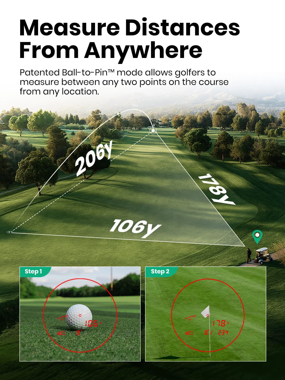 Genpro Multipurpose G1 Golf Rangefinder with Touchscreen GPS & 600Yd Flag-Lock