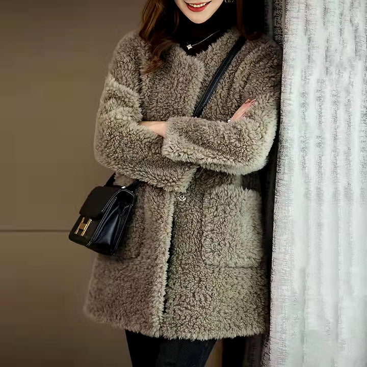 Winter Coat Women'S New Fleece Coat Lamb Fleece Medium Long Lamb Fur One-Piece Fashion Minimalist Casual Long Sleeves Jackets