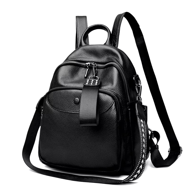 Real Leather Backpack for Women Cowhide Travel Bag pack High Capacity School Bag 