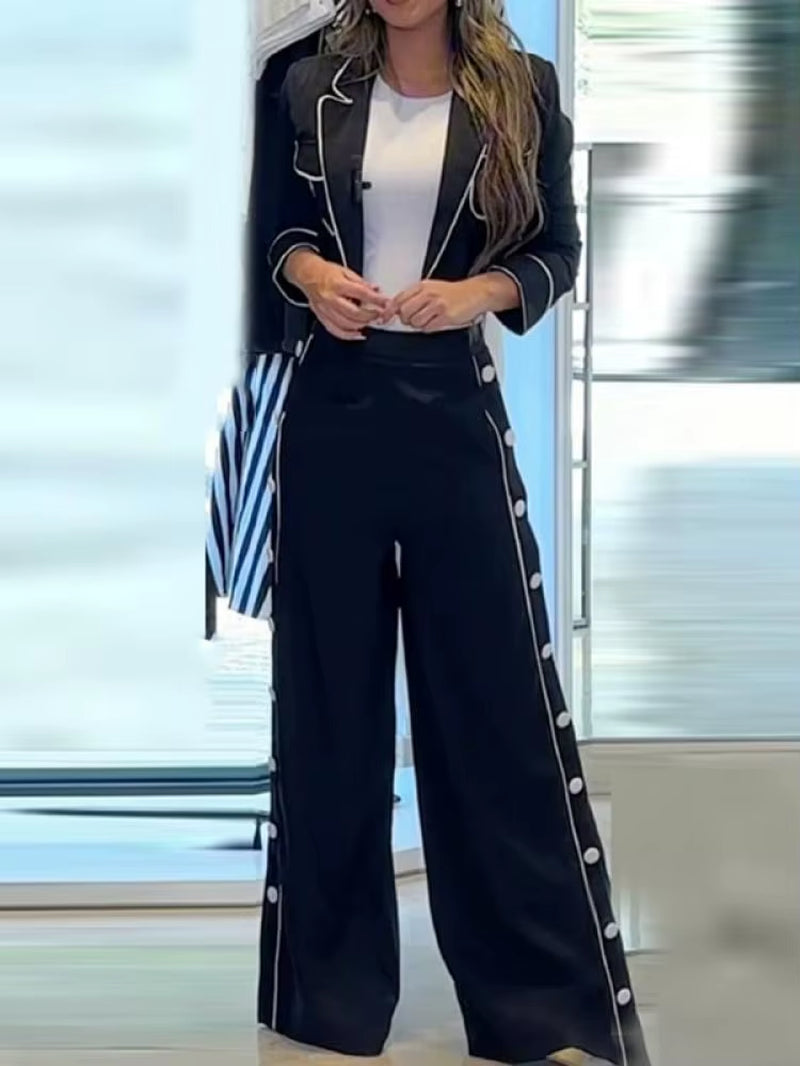 Women Two-Piece Business Casual Pants Set with Jacket