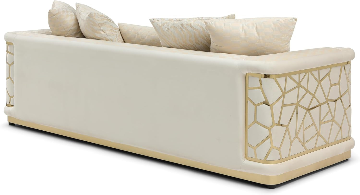 New Velvet Luxury Couch Sofa - Three Seater with Unique Patterned Design and Gold Accents