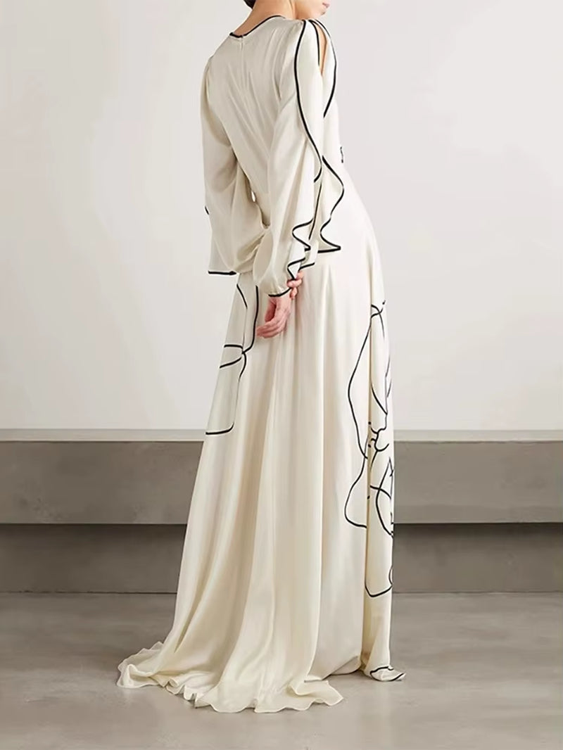 Women Fashion O-Neck High Waist Summmer Maxi Dress