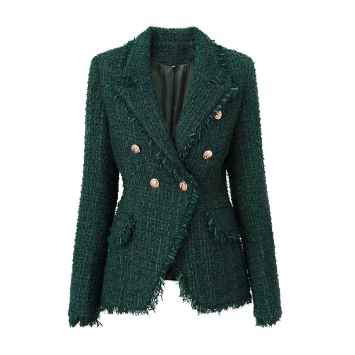 New Winter Thick Fabric Woolen Luxury Design Women Slim Blazers High Quality