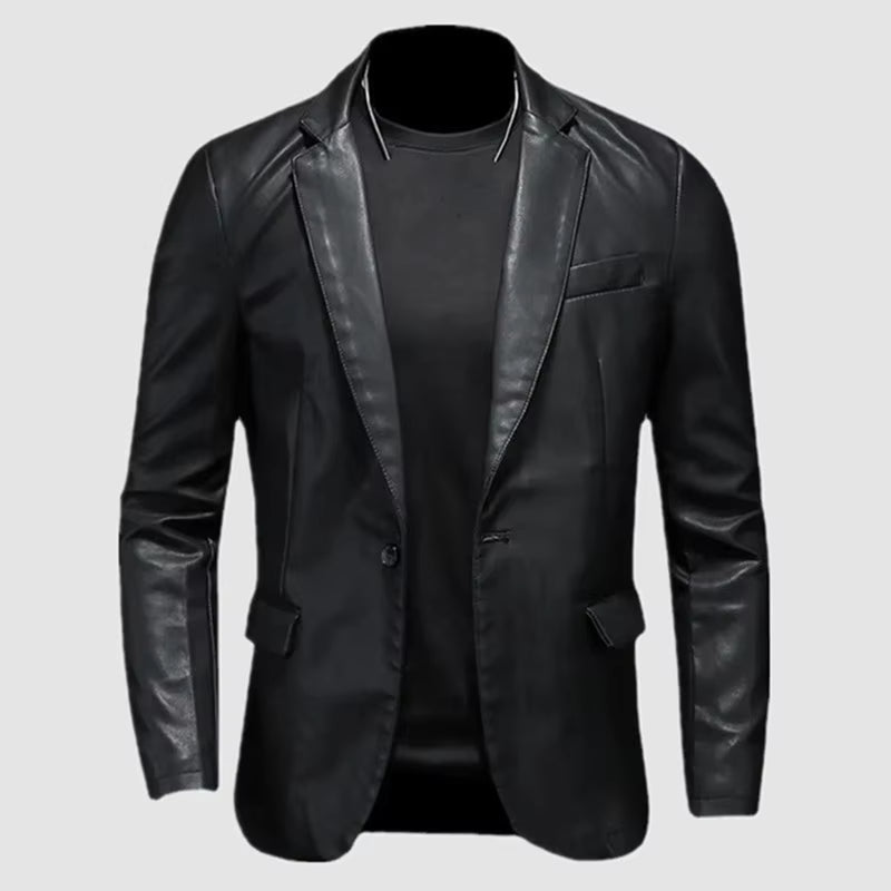 Men'S Casual Leather Dress Suit Coat Casual Pu Blazers Jacket Casual Blazer Jackets Men Leather Jakcets