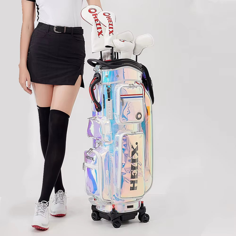 Vintage Waterproof Retractable Golf Bags with Wheels and 12 Capacity Pockets