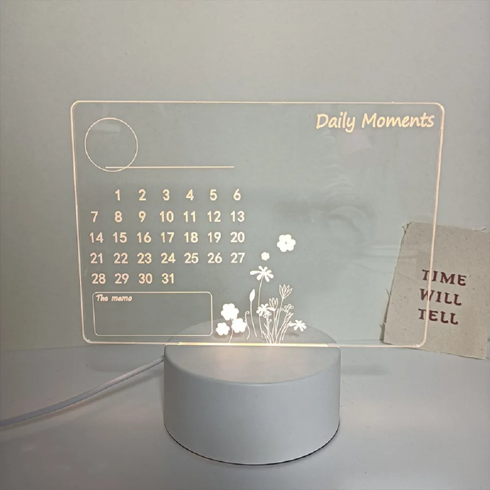 New Gift Acrylic Night Light Message Writing Board Notepad with Marker Pen Home Bedroom Creative Memo Writing Plate Table Lamp for Kids