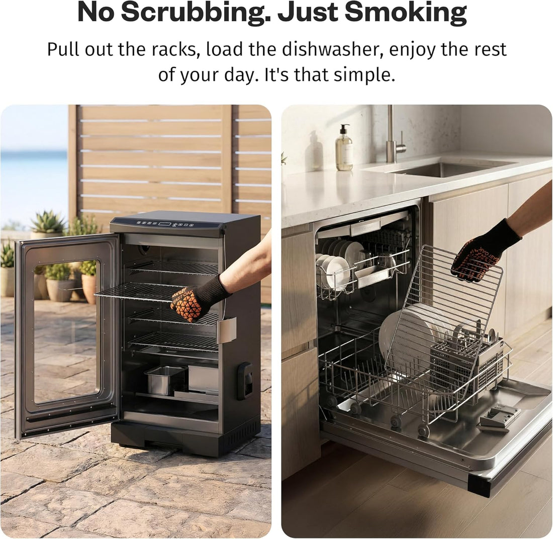 30" Electric Smoker for Outdoors | Built-In Meat Probe up to 6× Longer Smokes on a Single Load | Side Chip Loader for Smoking | Bigger Batches with 725 Sq in Cooking Area, Mist Silver