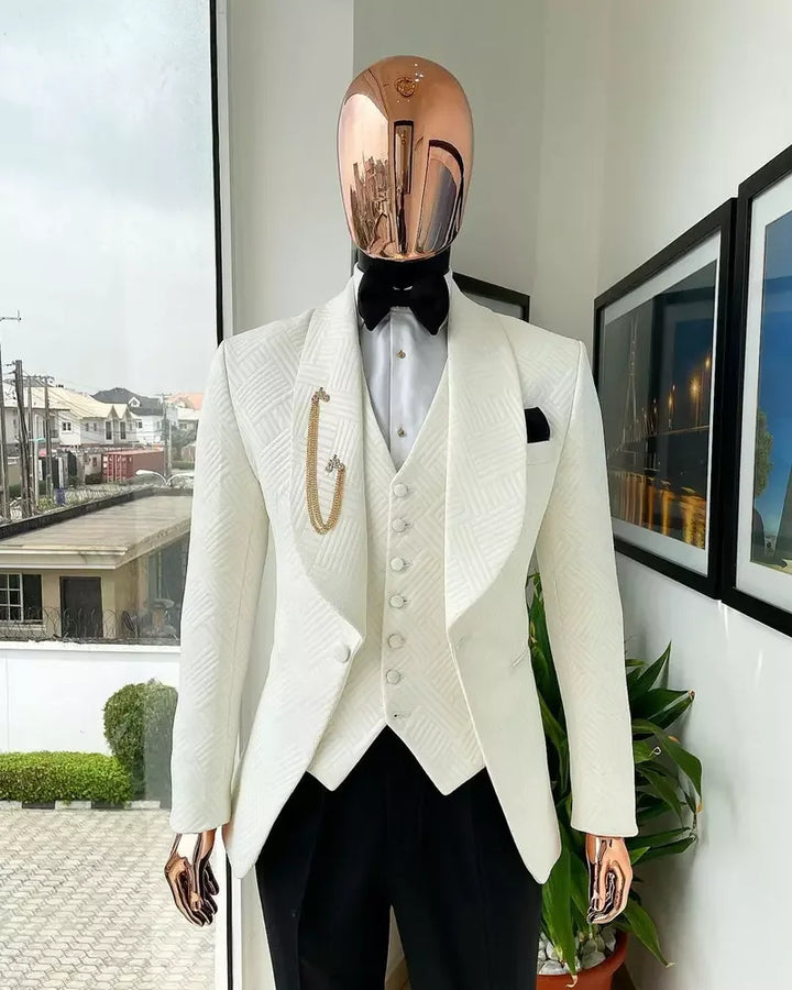 Premium Mens Wedding 3 Piece Jacket Vest Pant Lapel Formal Suit 