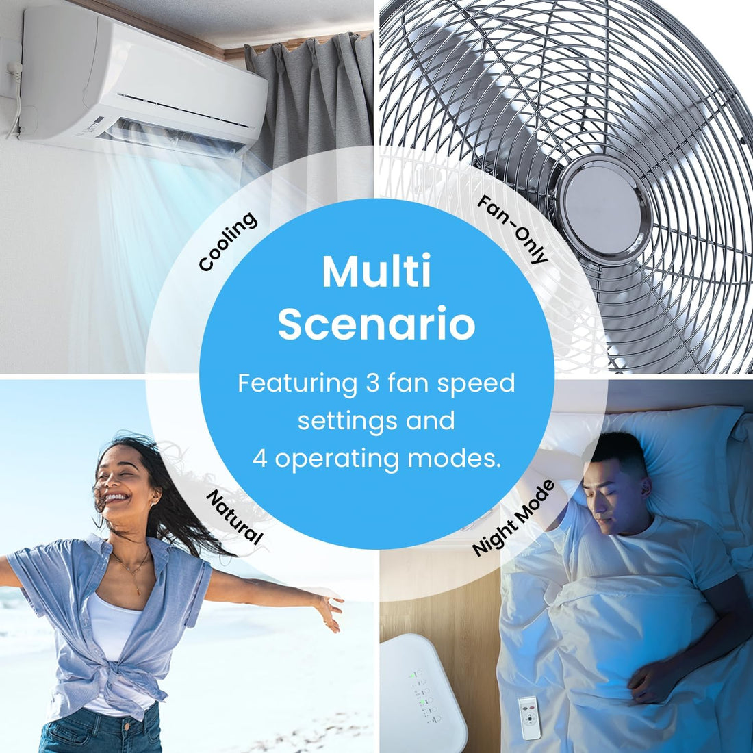 4-In-1 Air Cooler with 10 Litre Capacity, Remote Control, 3 Fan Speeds & LED Display. Powerful Evaporative Air Cooler with Built-In 7.5 Hour Timer & Automatic Oscillation for Home & Office