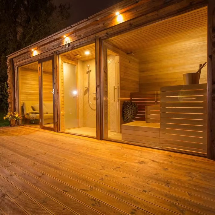 Outdoor Square Sauna Room 8-12 Person Use Large Wooden Sauna for Resort Dry Steam Sauna