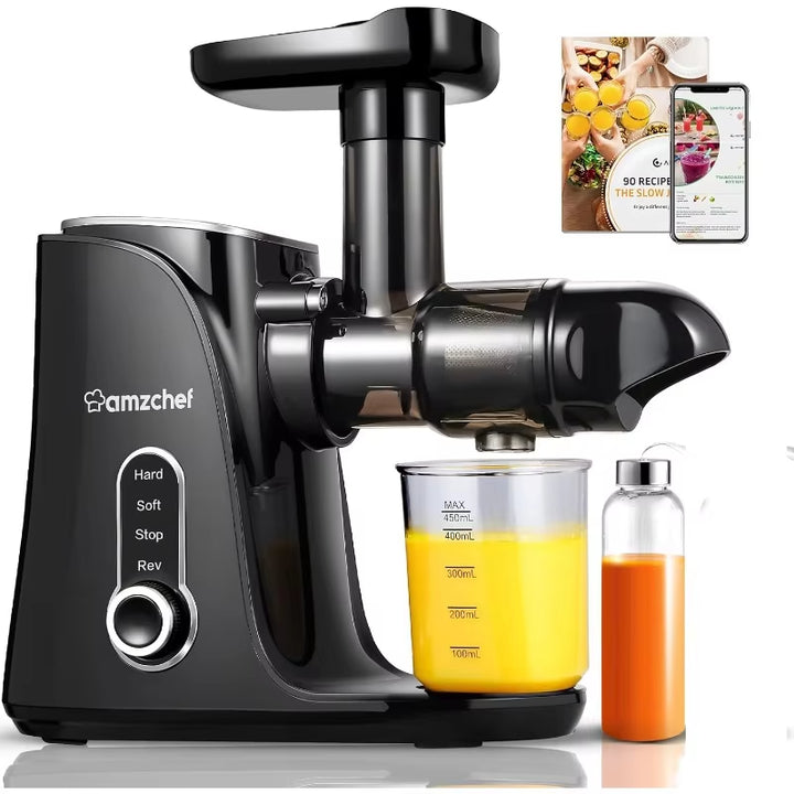 New Smart Multi LED Display Juicer Machines, Slow Cold Press Juicer with 2 Speed Modes, Travel Bottles(500Ml), 