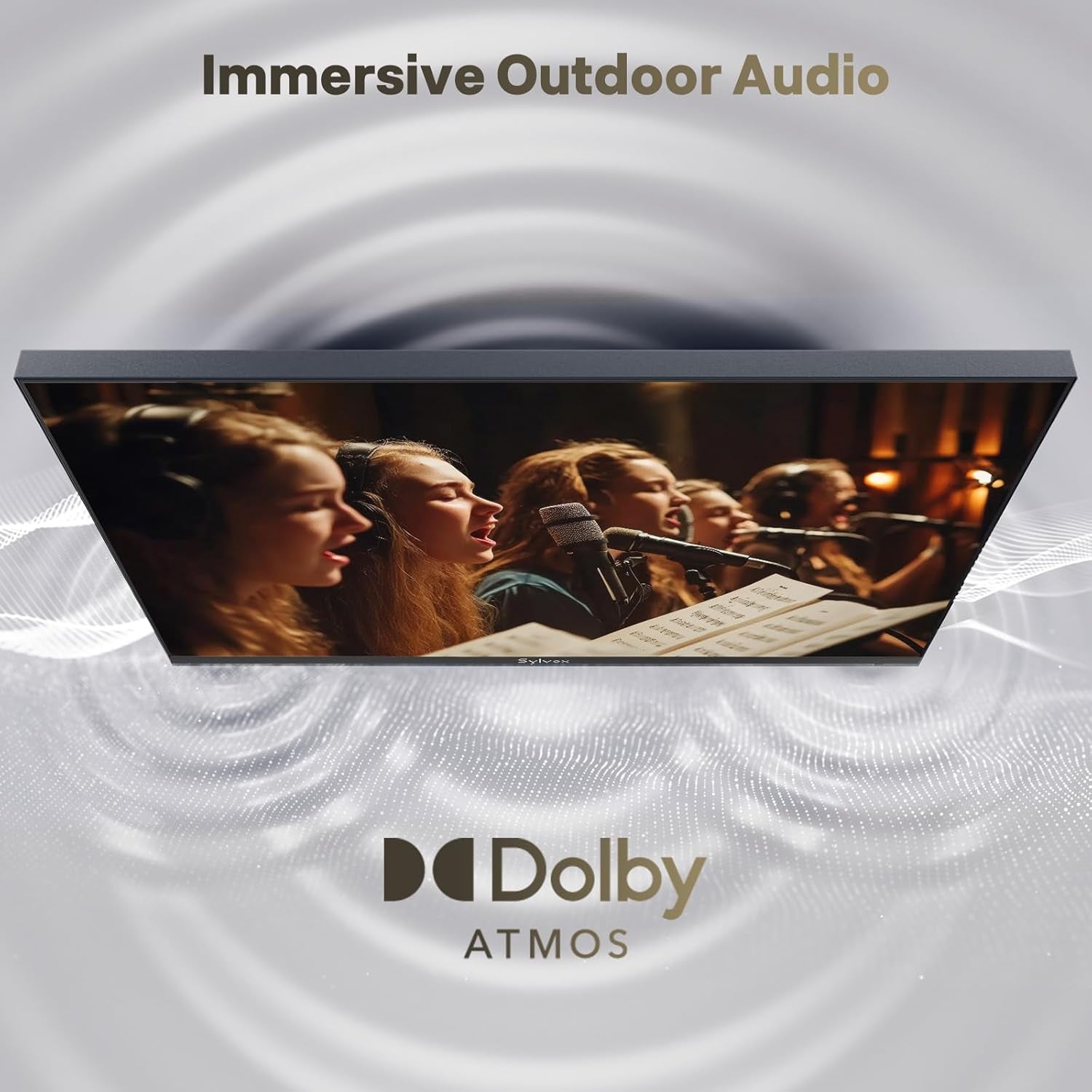 65 Inch Outdoor TV, Ultra-Narrow Bezel, 4K Smart Google TV, 1000 Nits Partial Sun, IP56 Waterproof, Dual Speakers, All-Weather Metal Chassis for Patio, Deck, Backyard (Frameless Series)