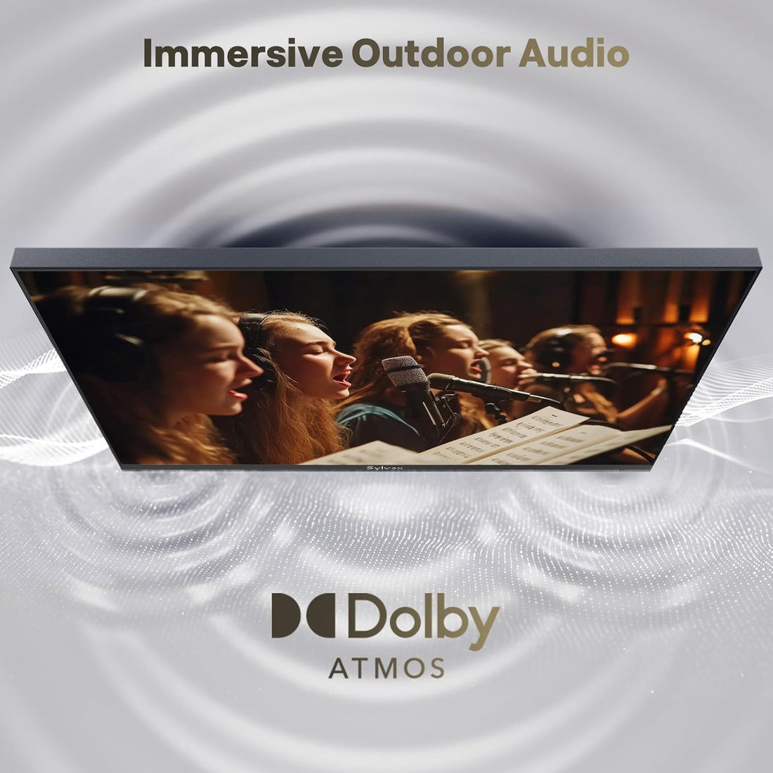 65 Inch Outdoor TV, Ultra-Narrow Bezel, 4K Smart Google TV, 1000 Nits Partial Sun, IP56 Waterproof, Dual Speakers, All-Weather Metal Chassis for Patio, Deck, Backyard (Frameless Series)