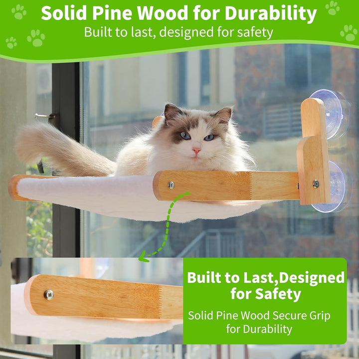 New Cat Window Perch with Wooden Frame –  Foldable Cat Hammock Bed 