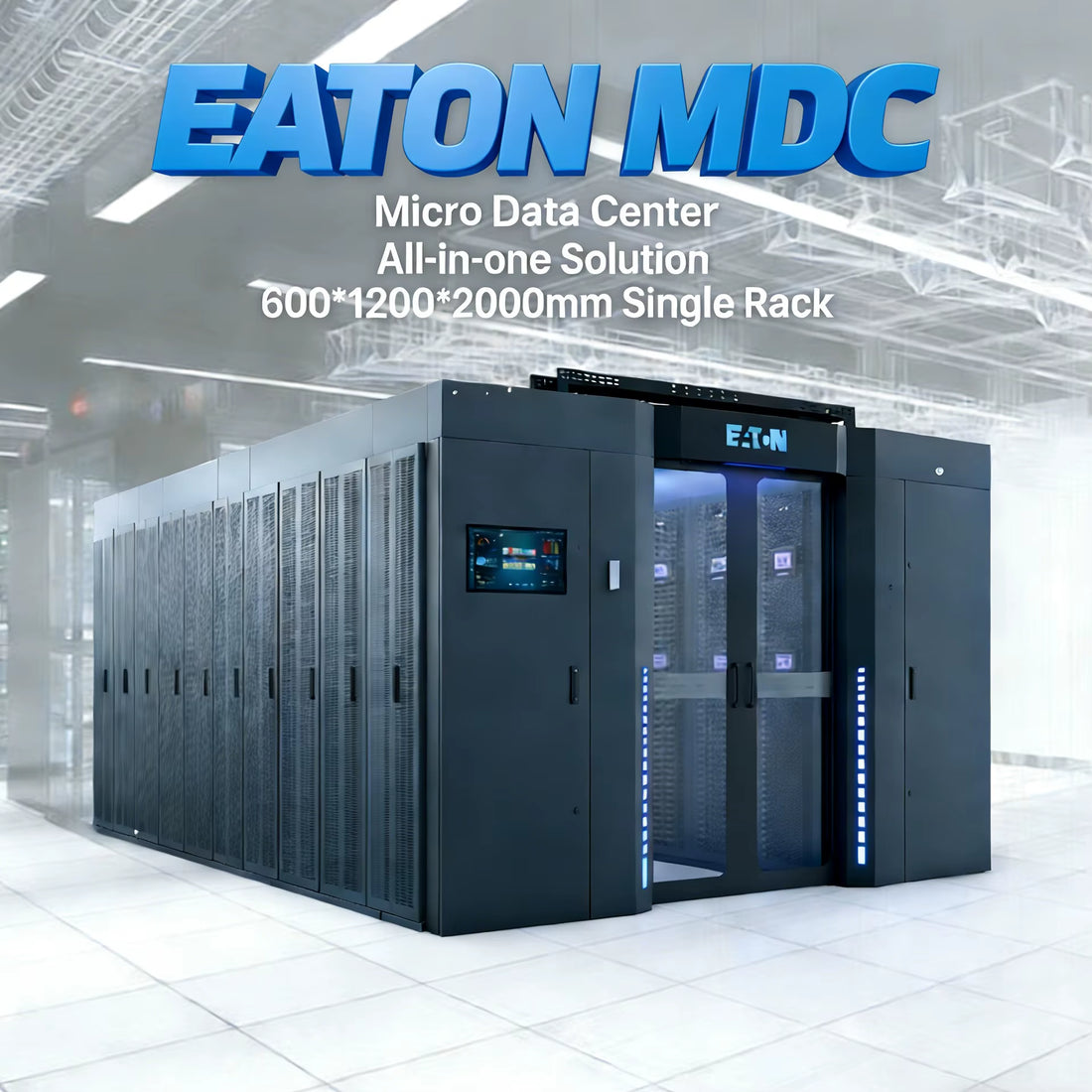 Eaton Online Three Phase Micro Data Center Icube Provides Power Supply IT Rack Power Distribution Thermal Monitoring Integrated