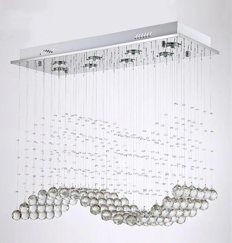 Vintage Rectangle Crystal Lamp Dining Room Chandelier Home Lighting