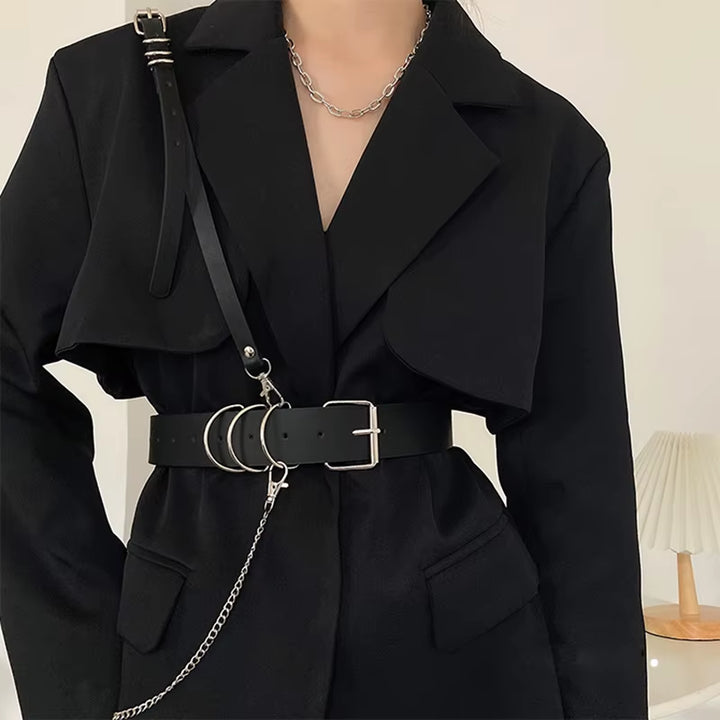 Luxury Punk Belt Women Dress Wide Chain Waistband Leather Fashion Waist Belts 