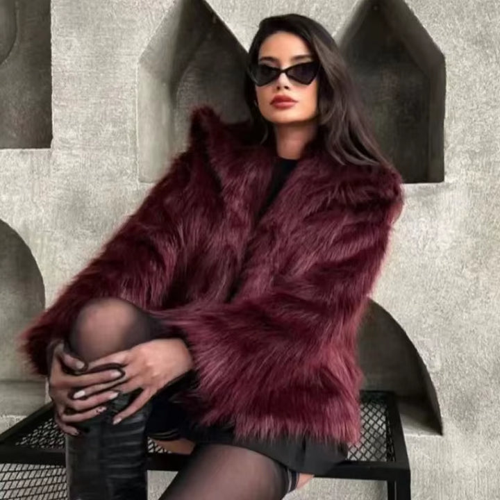 Women Modern Long Sleeve Fur Jacket