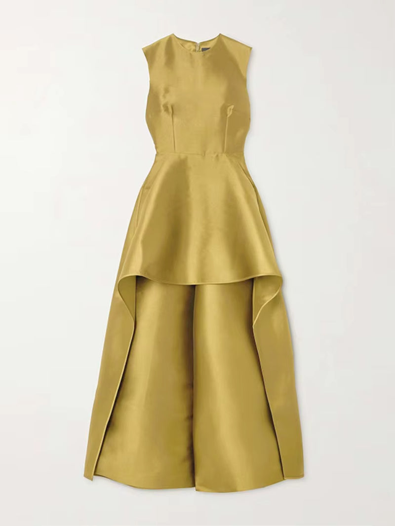 New Women Jumpsuit round Neck Sleeveless with Wide Leg Pants 