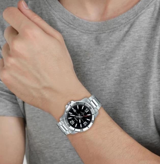 Mens Enticer Stainless Steel Black Dial Casio Watch